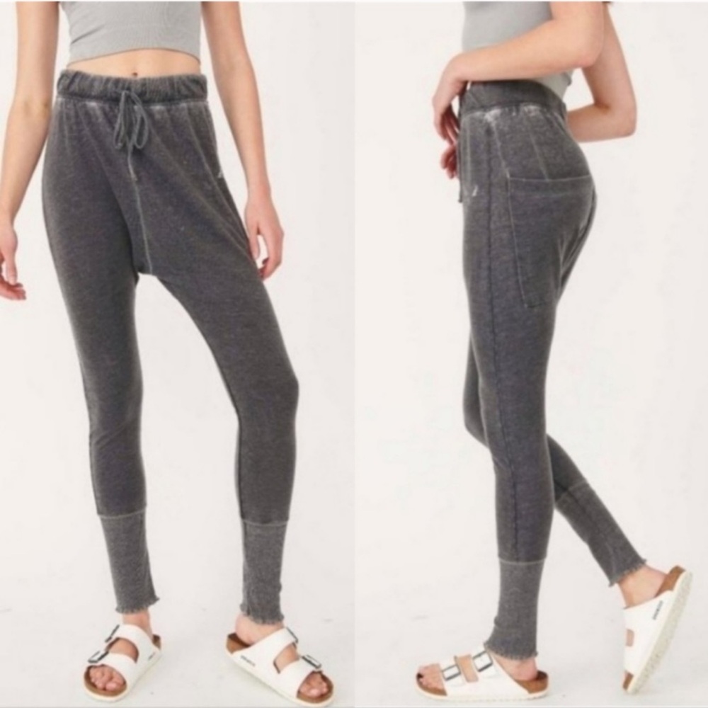 NWT! Free People Echo Harem Pant size M medium washed black Grey Lounge Dance